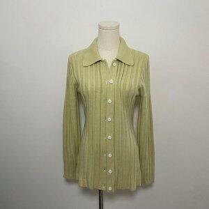 Sabo Nessi Sage Green Ribbed Button-Up Cardigan | Women’s Size Small (AUS 8 / US